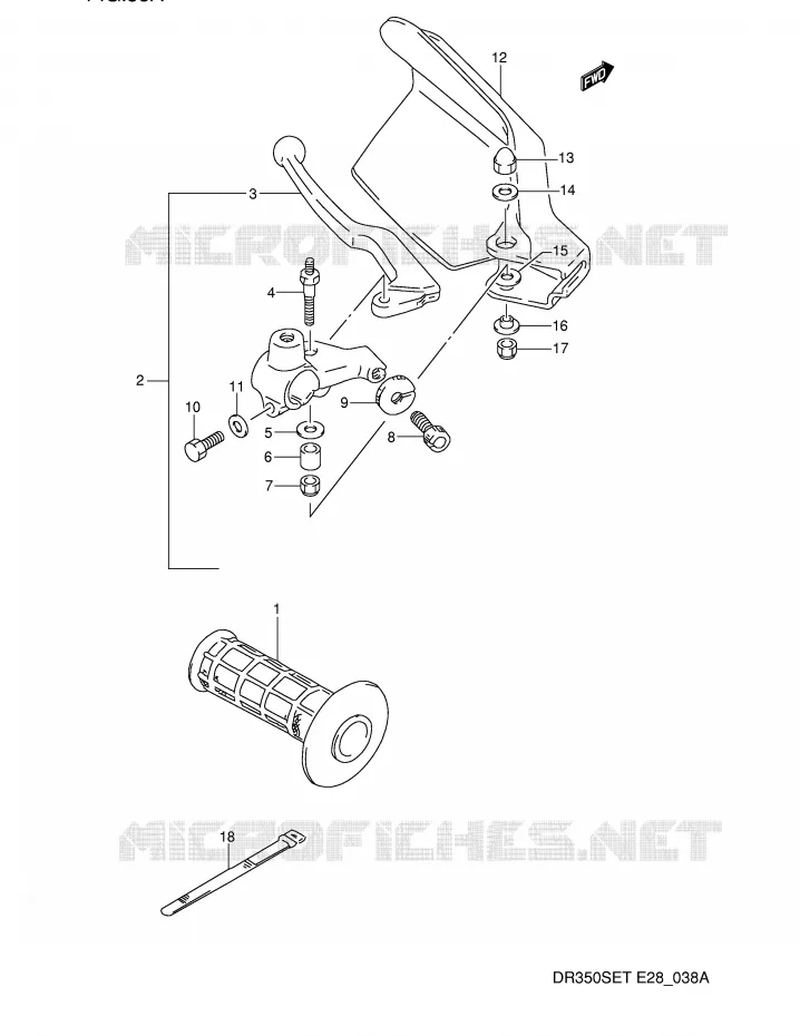 ENSEMBLE LEVIER - POIGNEE GAUCHE (MODELE R/S/T) Suzuki MOTO 350 DR 1990  DR350SL(E28)