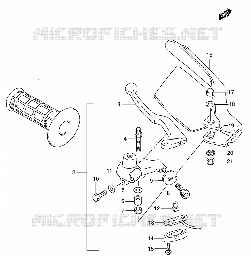 ENSEMBLE LEVIER - POIGNEE GAUCHE Suzuki MOTO 650 DR 2001  DR650SEK1(E3/E28)