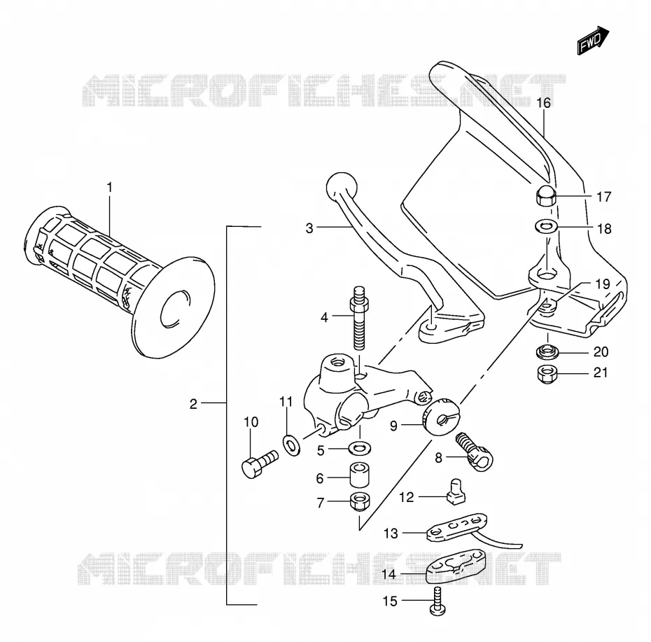 ENSEMBLE LEVIER - POIGNEE GAUCHE Suzuki MOTO 650 DR 2002  DR650SEK2(E4)