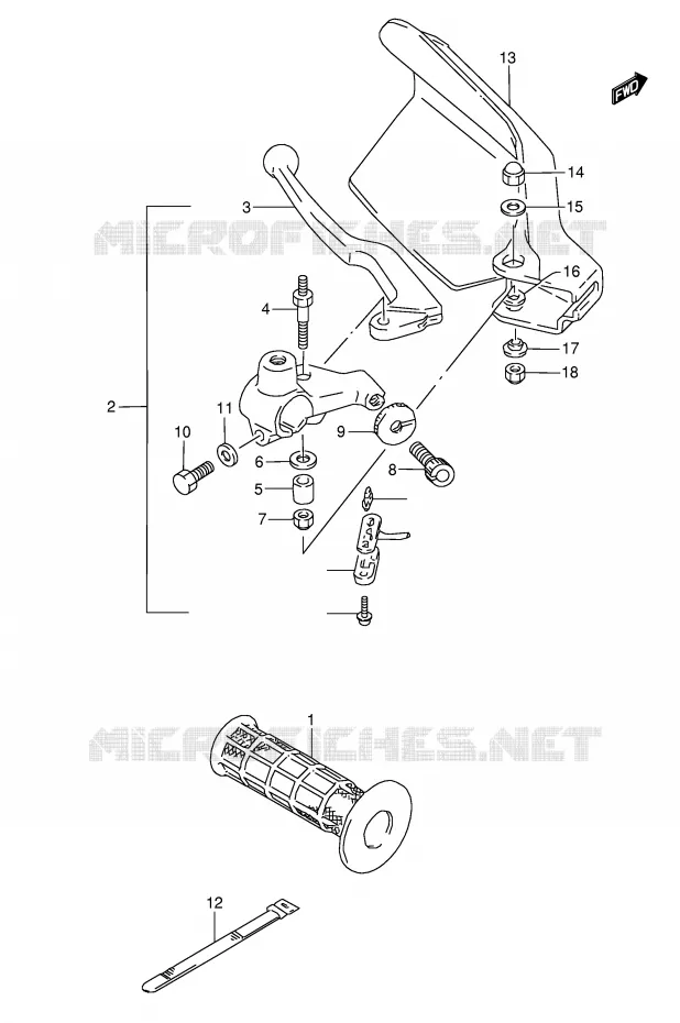 ENSEMBLE LEVIER - POIGNEE GAUCHE Suzuki MOTO 800 DR 1994  DR800SR(E4)