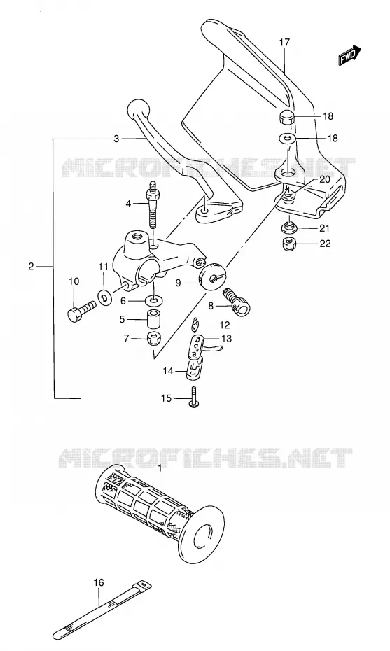 ENSEMBLE LEVIER - POIGNEE GAUCHE Suzuki MOTO 800 DR 1997  DR800SV(E4)