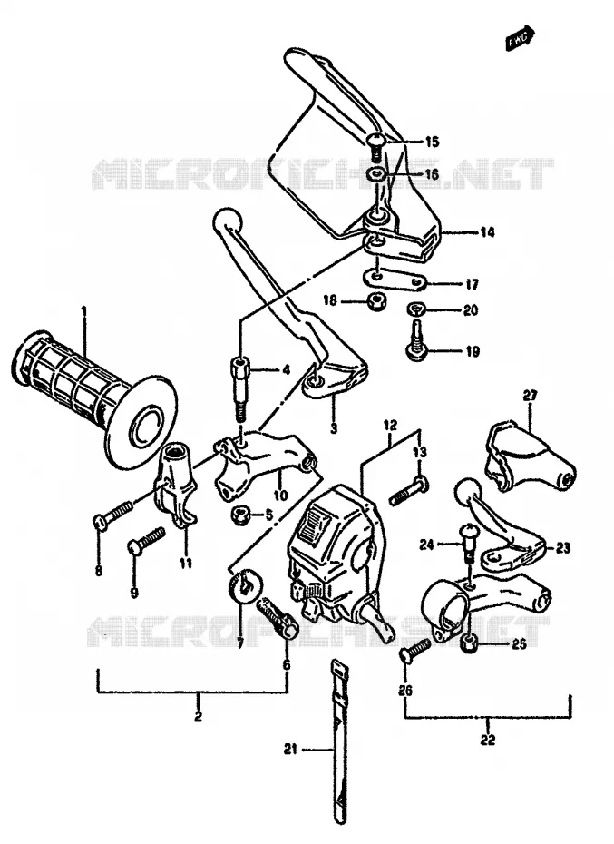 ENSEMBLE POIGNEE GAUCHE Suzuki MOTO 350 DR 1991  DR350SM(L/M/N/P/R)