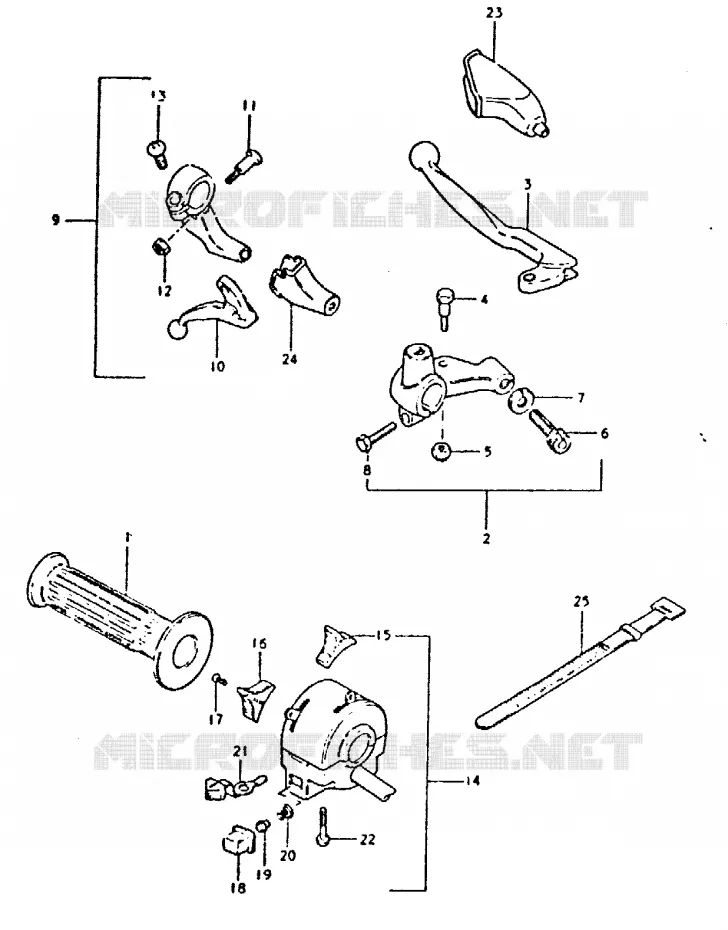ENSEMBLE POIGNEE GAUCHE Suzuki MOTO 400 DR 1981  DR400SX(T/X)