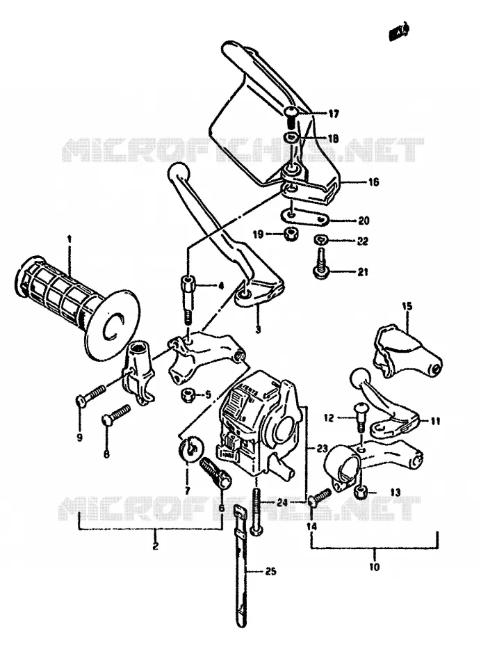 ENSEMBLE POIGNEE GAUCHE Suzuki MOTO 650 DR 1993  DR650RUP(N/P/R)