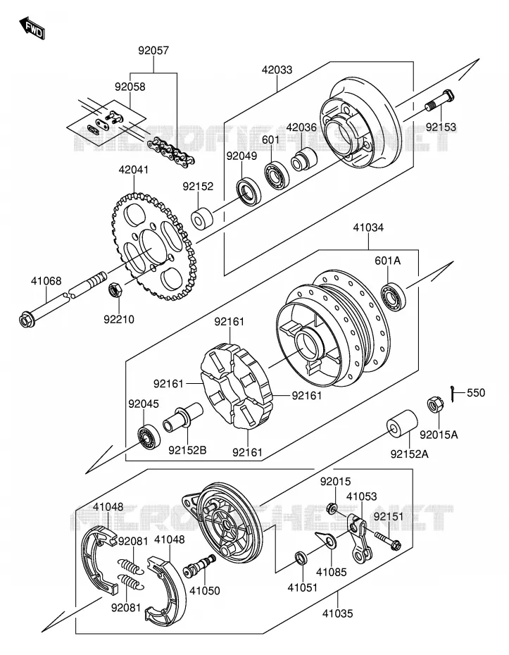ENSEMBLE ROUE ARRIERE(DR-Z110 K3/K4) Suzuki MOTO 110 DR-Z 2005  DR-Z110K5(E21)