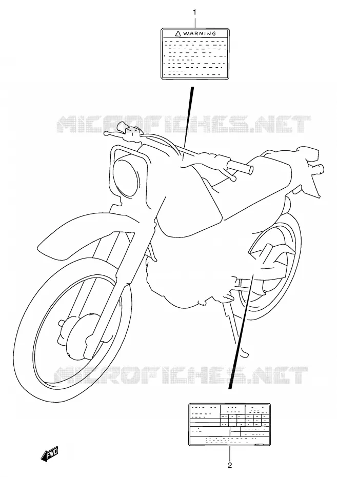ETIQUETTE (MODELE R/S/T/V/W) Suzuki MOTO 125 DR 1997  DR125SEUV(E4)