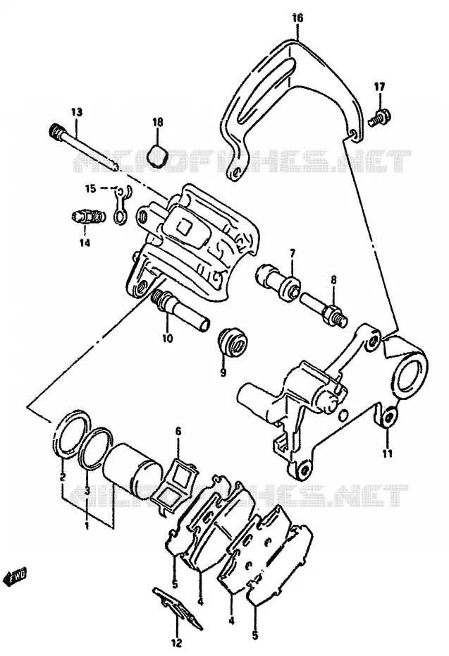 ETRIER DE FREIN ARRIERE (MODELE L/M) Suzuki MOTO 350 DR 1990  DR350SL(L/M/N/P/R)