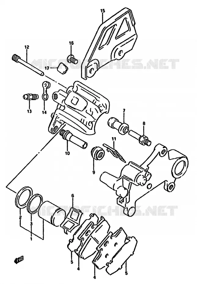 ETRIER DE FREIN ARRIERE (MODELE R) Suzuki MOTO 350 DR 1994  DR350SHR(L/M/N/P/R)