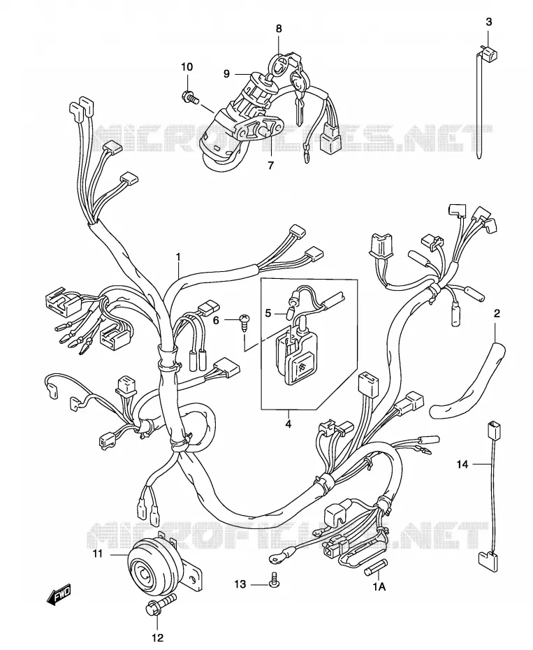 FAISCEAU ELECTRIQUE (MODELE K1/K2) Suzuki SCOOTER 50 KATANA 2004  AY50SK4(P19)