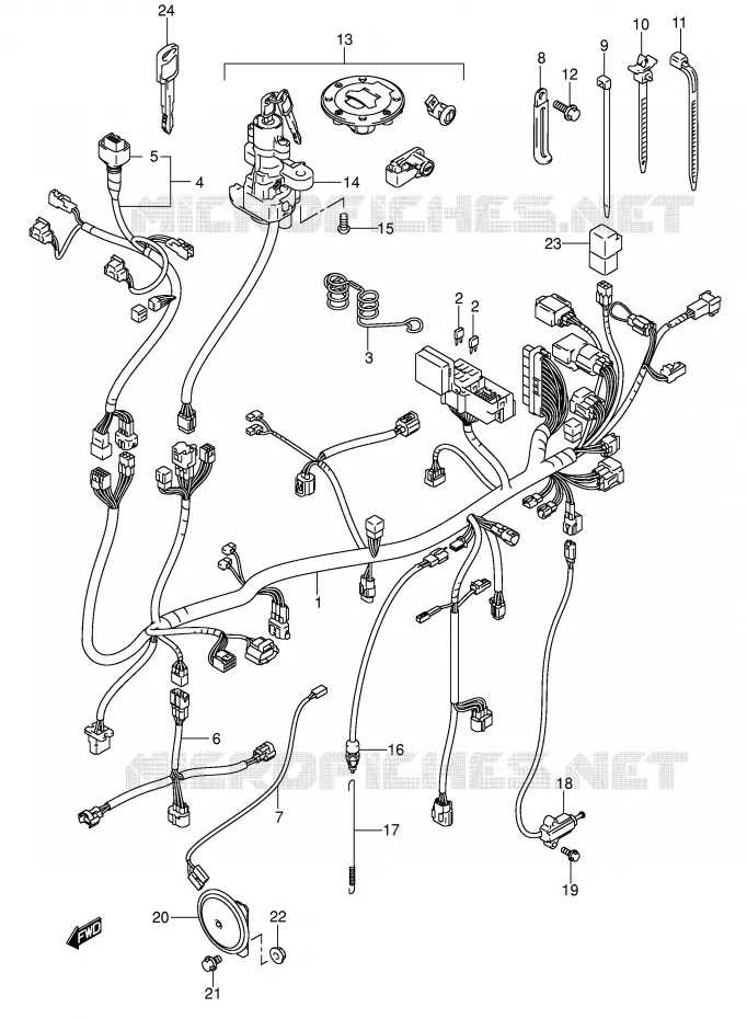 FAISCEAU ELECTRIQUE (MODELE K2) Suzuki MOTO 1000 V-STROM 2004  DL1000K4(E2)