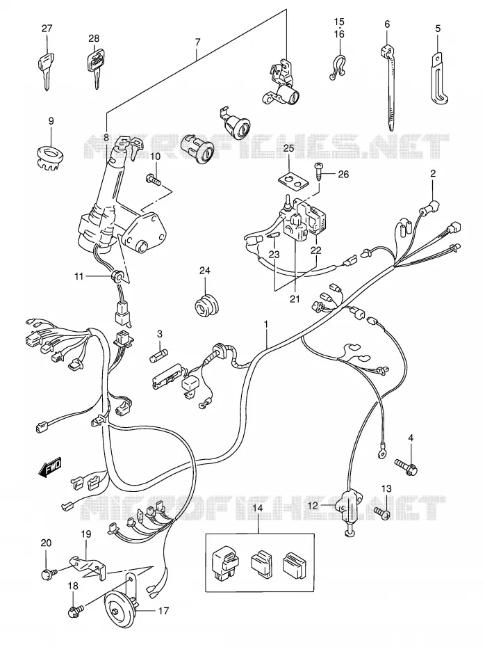 FAISCEAU ELECTRIQUE (MODELE Y) Suzuki SCOOTER 125 BURGMAN 1998  AN125UW(E2)