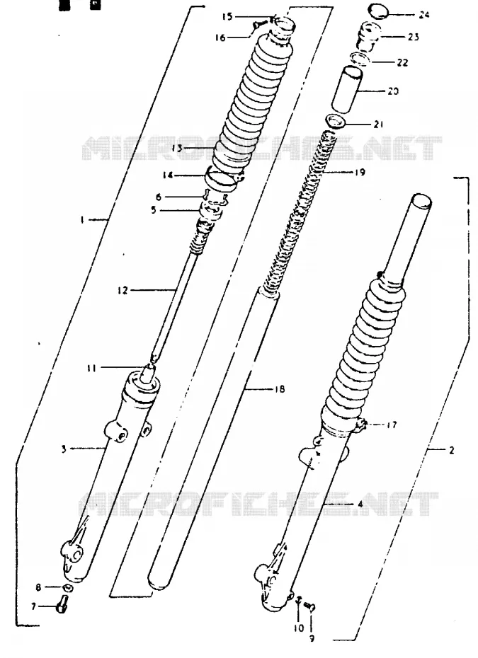 FOURCHE AVANT (DR400ST) Suzuki MOTO 400 DR 1981  DR400SX(T/X)