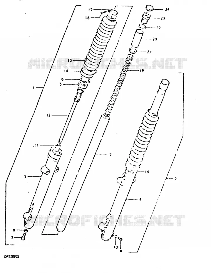 FOURCHE AVANT (DR400SX, E15, E17) Suzuki MOTO 400 DR 1981  DR400SX(T/X)