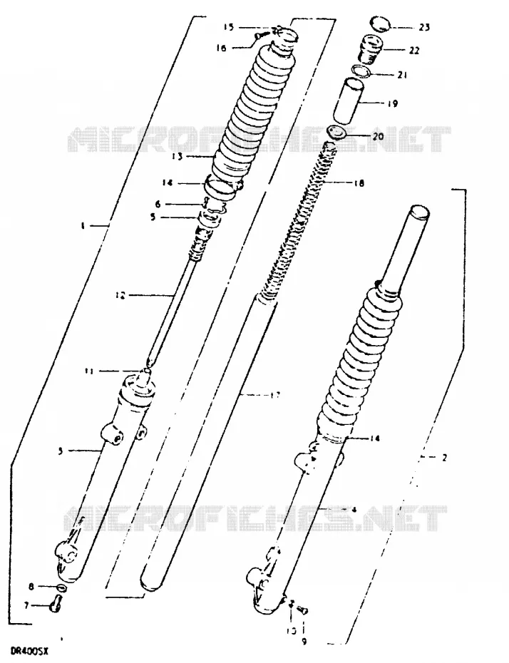 FOURCHE AVANT (DR400SX) Suzuki MOTO 400 DR 1981  DR400SX(T/X)