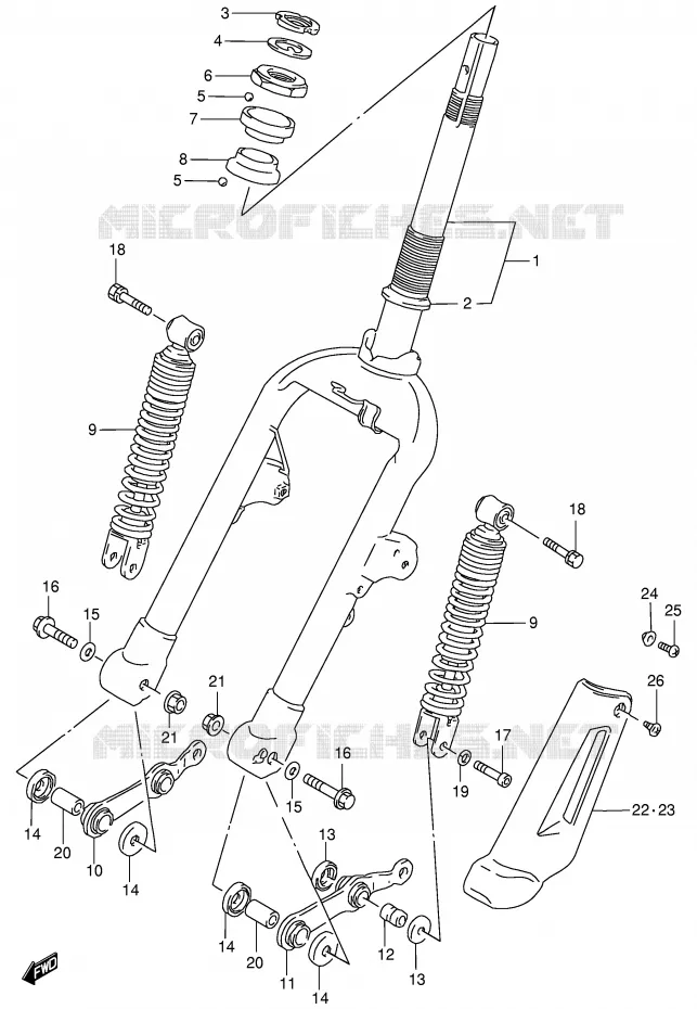 FOURCHE AVANT (MODELE M/P/T) Suzuki SCOOTER 100 ADDRESS 2000  AG100Y(E71)