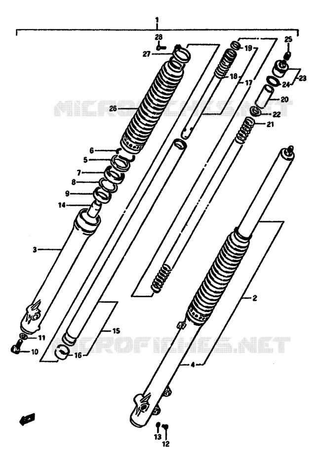 FOURCHE AVANT Suzuki MOTO 600 DR 1988  DR600SJ(E2)