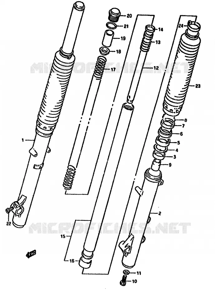 FOURCHE AVANT Suzuki MOTO 650 DR 1994  DR650RUR(N/P/R)