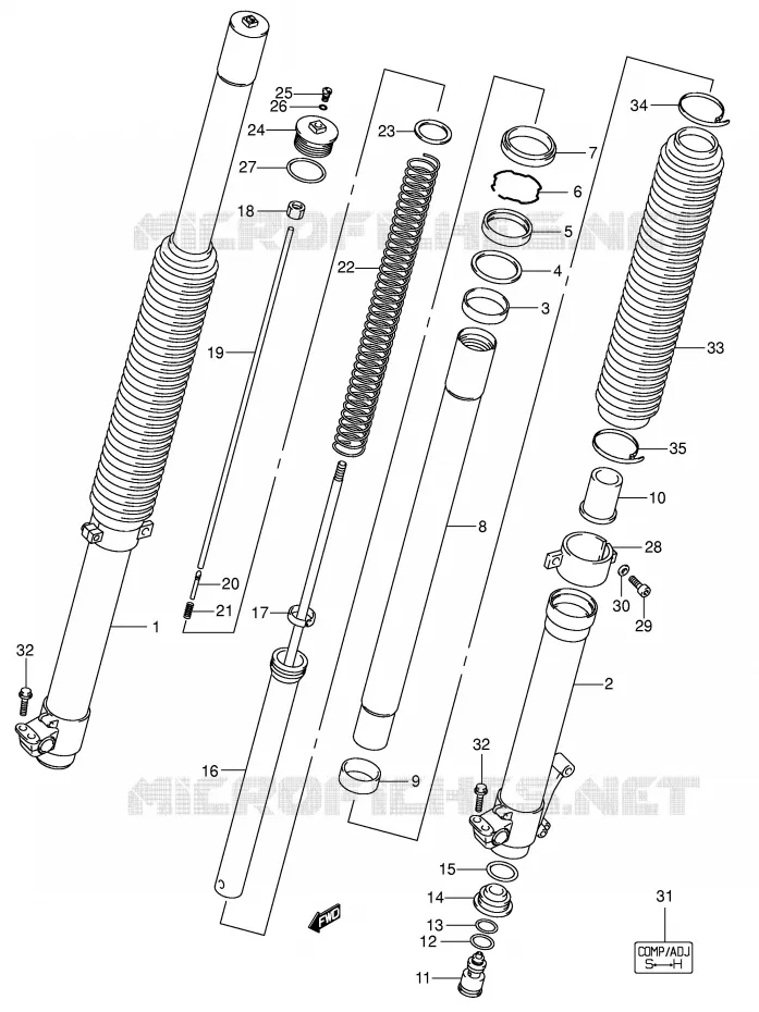 FOURCHE (DR-Z400EY/EK1/EK2 P37) Suzuki MOTO 400 DR-Z 2003  DR-Z400K3(E1)
