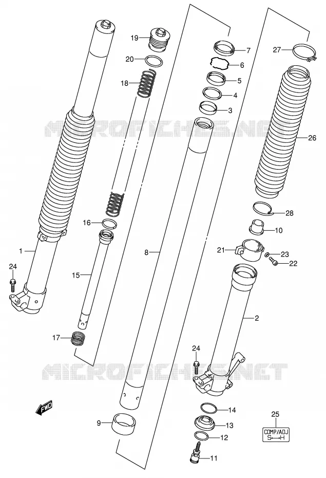 FOURCHE (MODELE Y/K1) Suzuki MOTO 400 DR-Z 2000  DR-Z400SY(E3/E28)