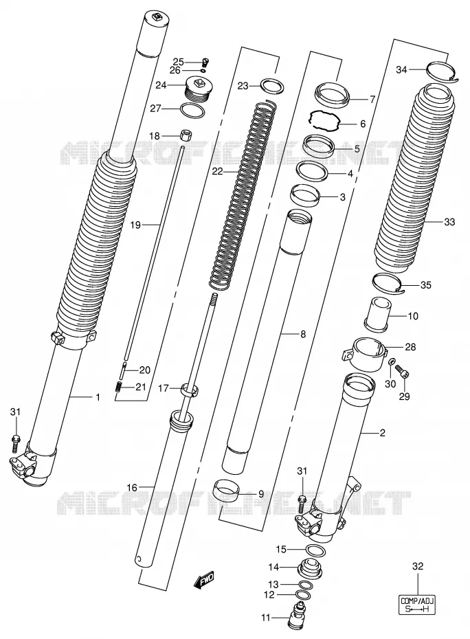 FOURCHE (VOIR NOTE) Suzuki MOTO 400 DR-Z 2001  DR-Z400EK1(E1)