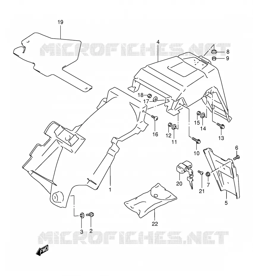 GARDE BOUE ARRIERE (MODELE R/S/T/V/W) Suzuki MOTO 125 DR 1999  DR125SEX(E4)