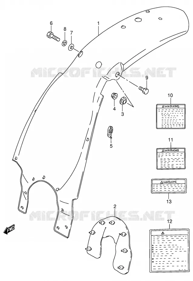 GARDE BOUE ARRIERE (MODELE T/V/W/X) Suzuki MOTO 80 DS 1999  DS80X(E3/E28)