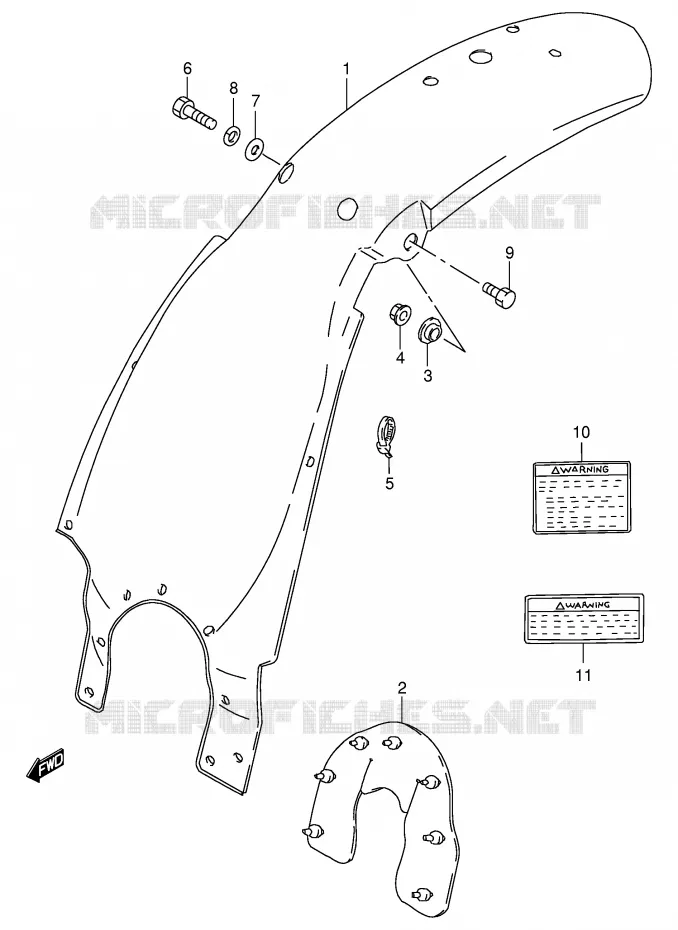 GARDE BOUE ARRIERE (MODELE Y) Suzuki MOTO 80 DS 1996  DS80T(E3/E28)