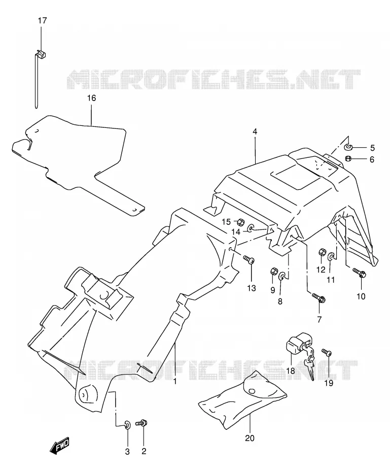 GARDE BOUE ARRIERE Suzuki MOTO 200 DR 1995  DR200SES(E24)