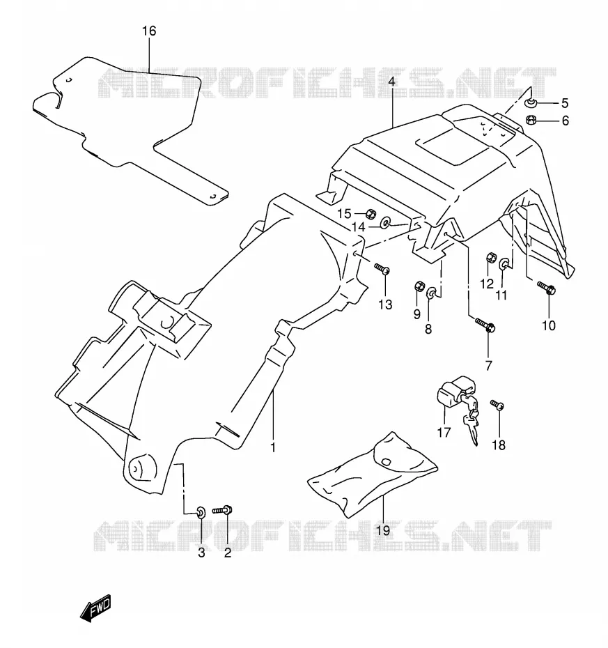 GARDE BOUE ARRIERE Suzuki MOTO 200 DR 2003  DR200SEK3(E3/E28)