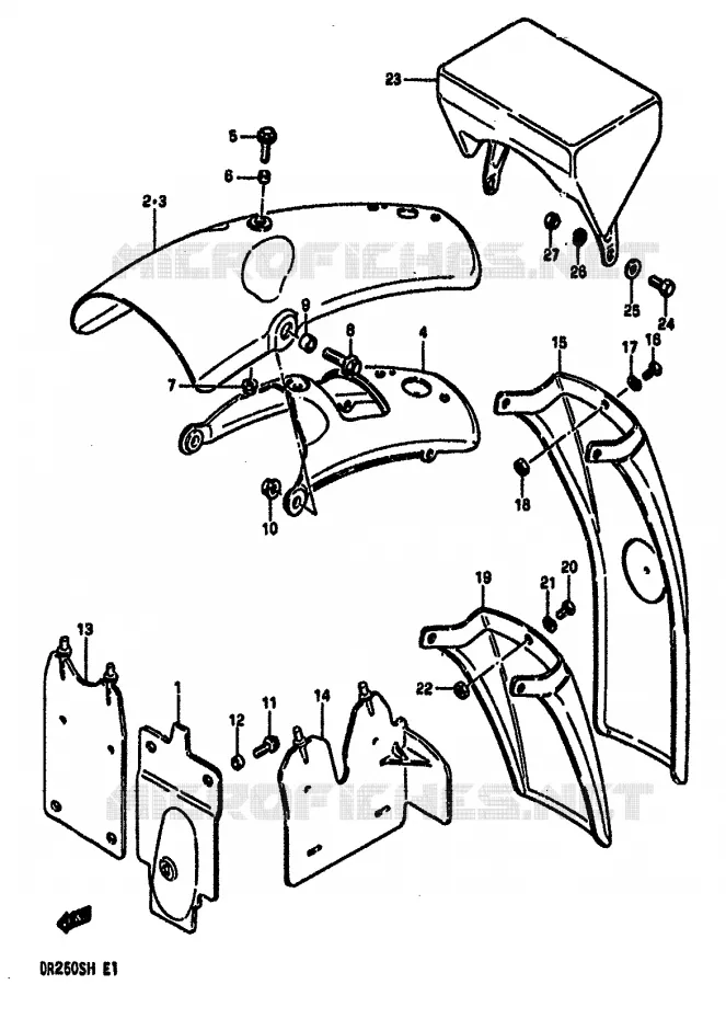 GARDE BOUE ARRIERE Suzuki MOTO 250 DR 1987  DR250SH(E/F/G/H)