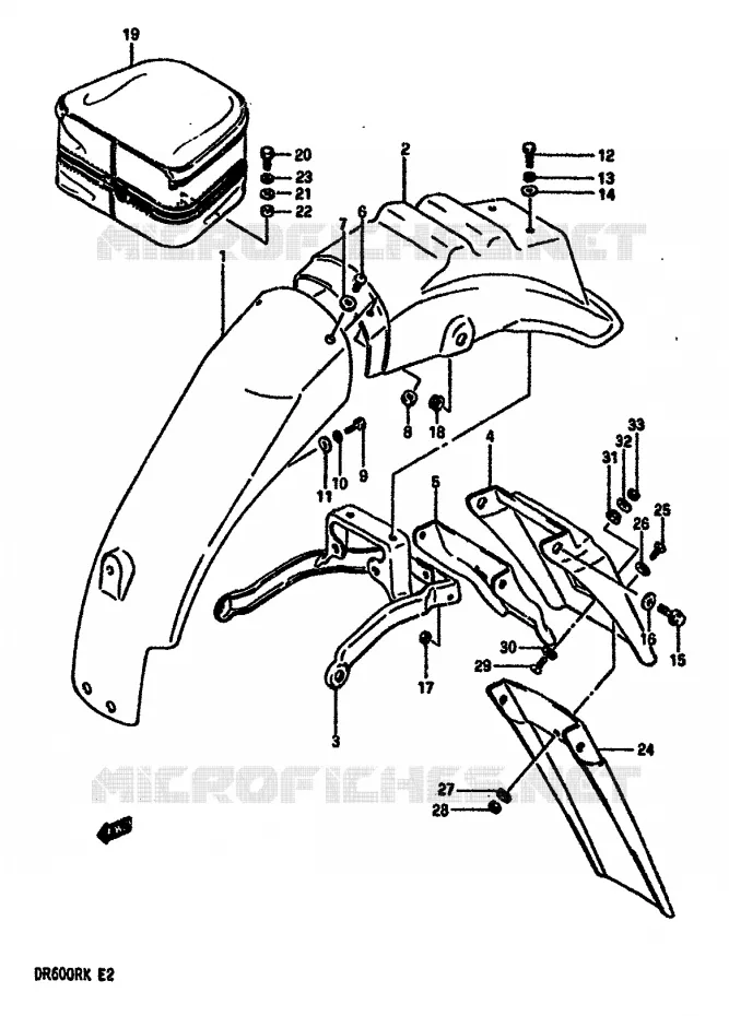 GARDE BOUE ARRIERE Suzuki MOTO 600 DR 1986  DR600RG(E2)