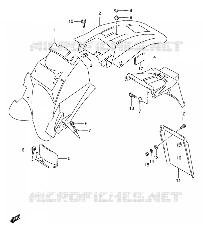 GARDE BOUE ARRIERE Suzuki MOTO 650 DR 1998  DR650SEW(E4)