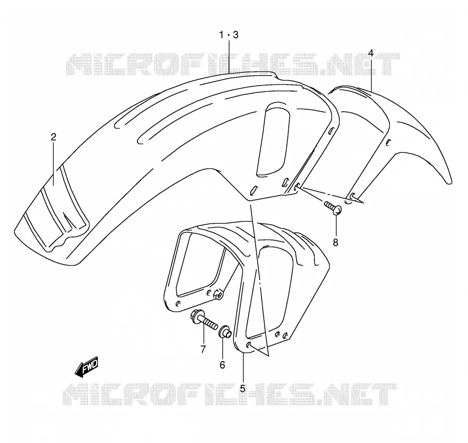 GARDE BOUE AVANT (MODELE M/N/P/R/S) Suzuki MOTO 800 DR 1991  DR800SM(E4)
