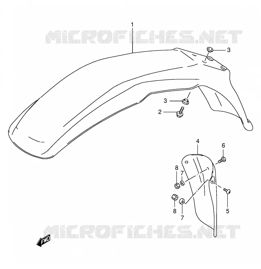 GARDE BOUE AVANT (MODELE X/Y) Suzuki MOTO 125 DR 1996  DR125SET(E4)