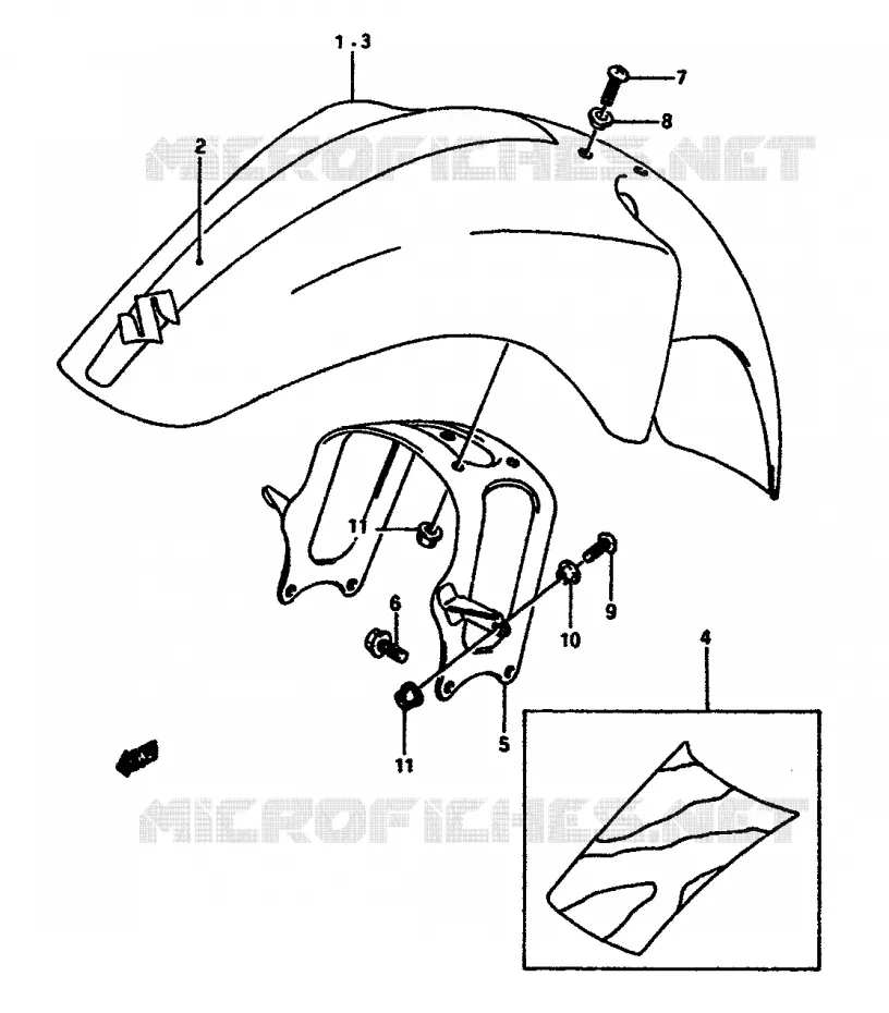 GARDE BOUE AVANT Suzuki MOTO 650 DR 1990  DR650RSUL(L/M)