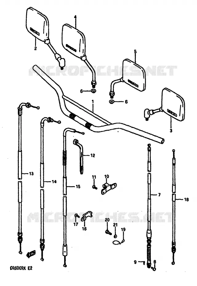 GUIDON - CABLES Suzuki MOTO 600 DR 1987  DR600RUH(E2)