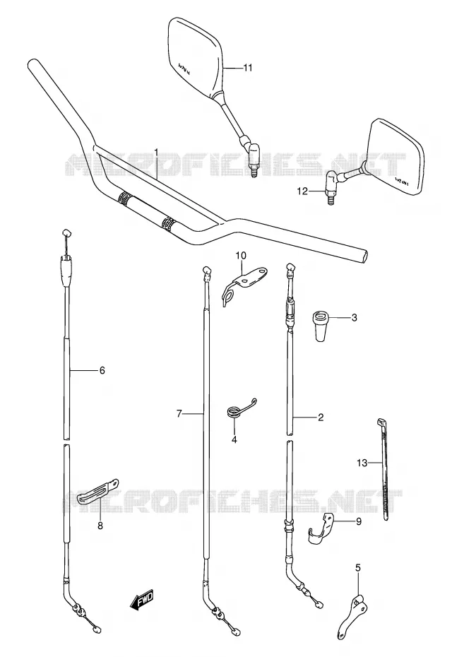 GUIDON (MODELE L/M,MODELE N/P/R E24) Suzuki MOTO 250 DR 1991  DR250SM(E24)