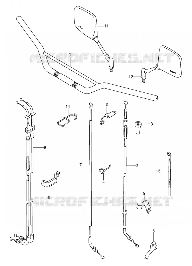 GUIDON (MODELE N/P/R E21) Suzuki MOTO 250 DR 1992  DR250SN(E24)