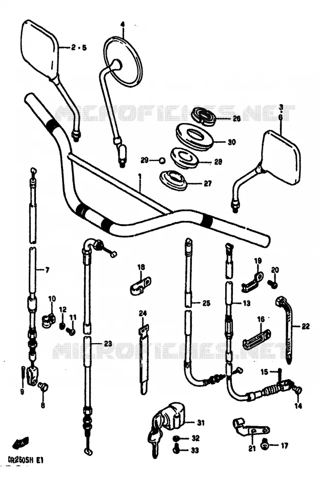 GUIDON Suzuki MOTO 250 DR 1987  DR250SH(E/F/G/H)