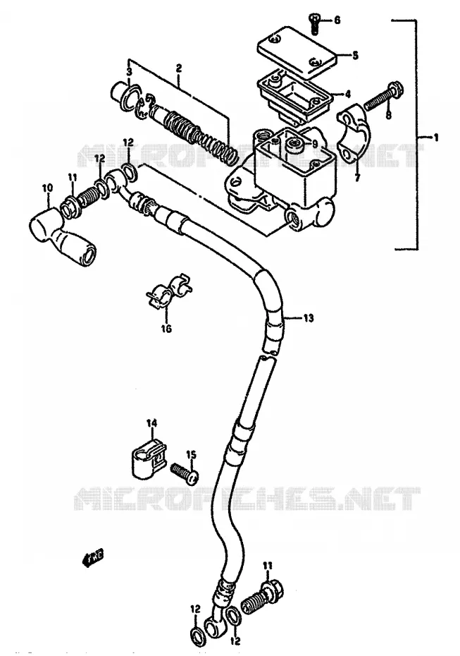 MAITRE CYLINDRE AVANT (DR350SL/SM/SN/SP/SR) Suzuki MOTO 350 DR 1994  DR350SHR(L/M/N/P/R)