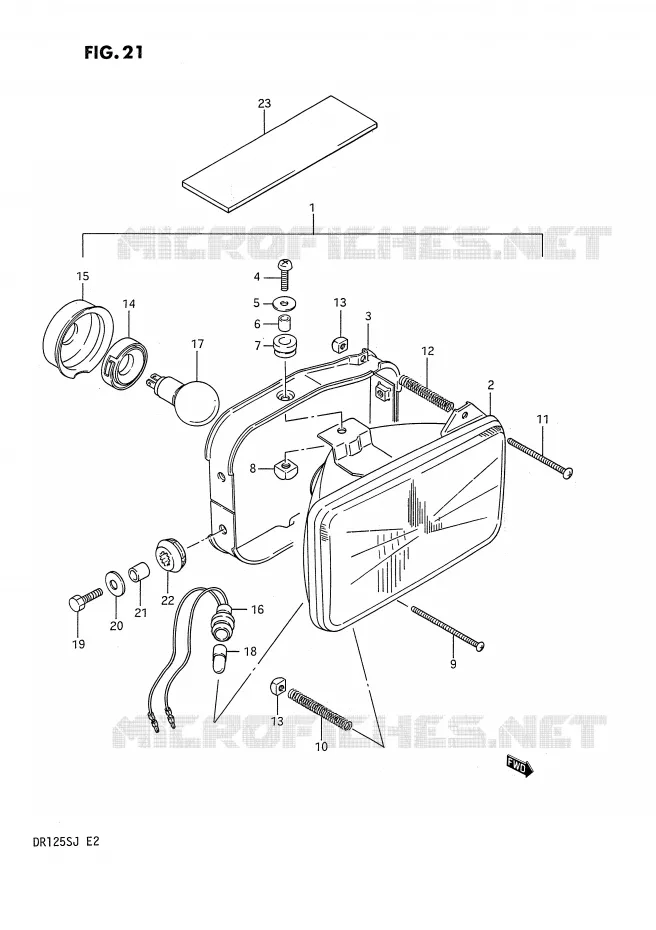 PHARE (E2, E4, E15, E18, E21, E70) Suzuki MOTO 125 DR 1985  DR125SF(E2)