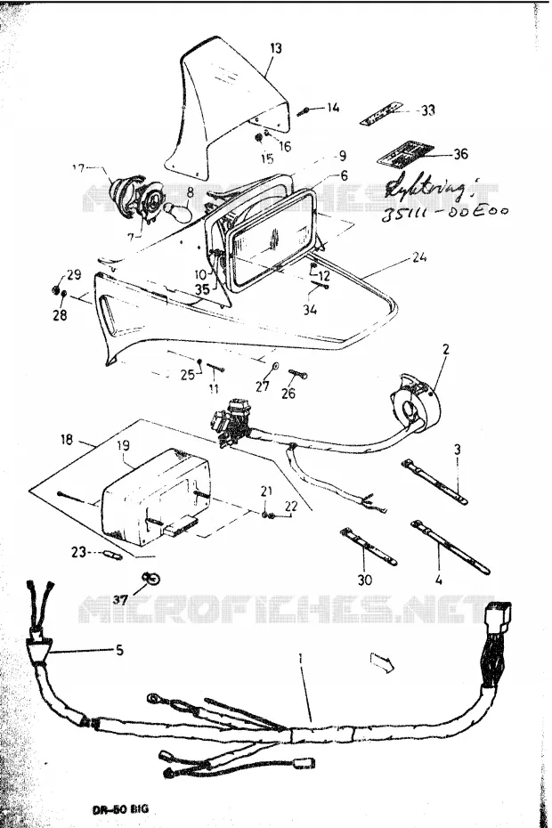 PHARE- FAISCEAU Suzuki MOTO 50 DR 1986  DR-50BIG
