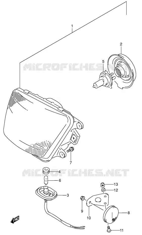 PHARE (MODELE M/N/P/R) Suzuki MOTO 650 DR 1992  DR650SEUN(E4)