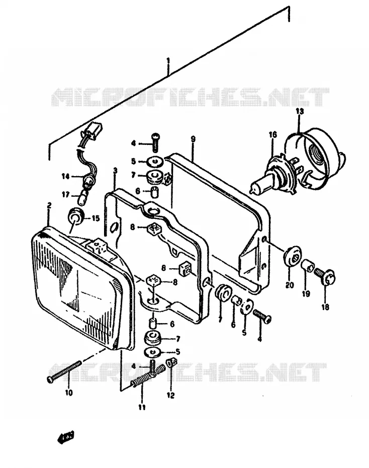 PHARE (MODELE N/P) Suzuki MOTO 650 DR 1993  DR650RP(N/P/R)