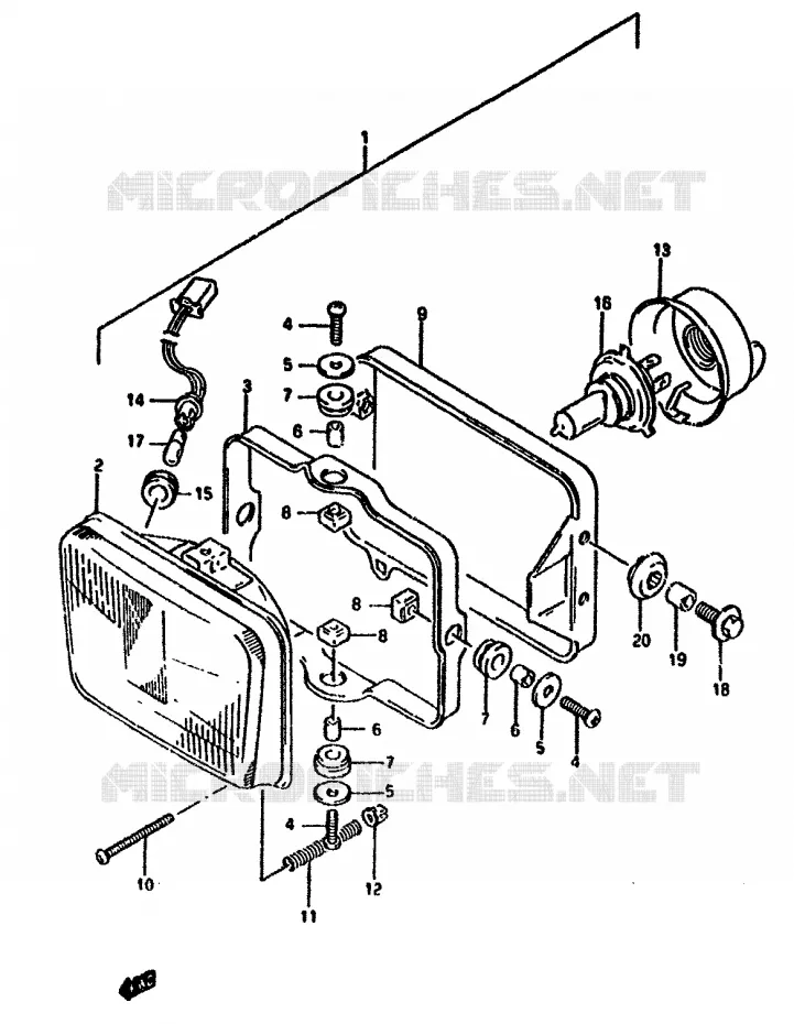 PHARE (MODELE R) Suzuki MOTO 650 DR 1992  DR650RN(N/P/R)