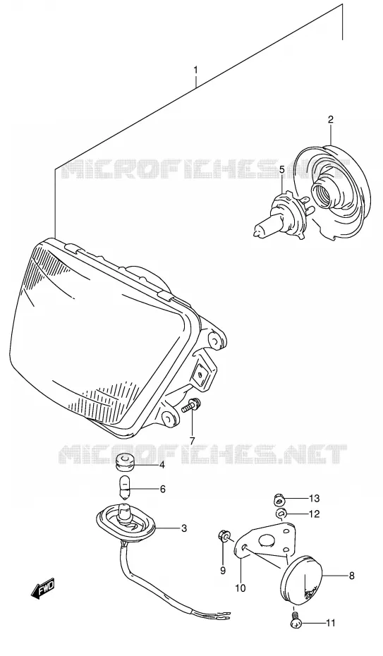 PHARE (MODELE S/T) Suzuki MOTO 650 DR 1993  DR650RSEUP(E4)