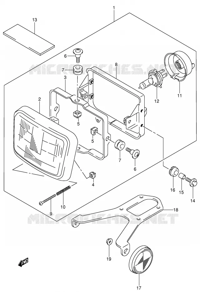 PHARE (MODELE Y/K1) Suzuki MOTO 400 DR-Z 2002  DR-Z400SK2(E3/E28)