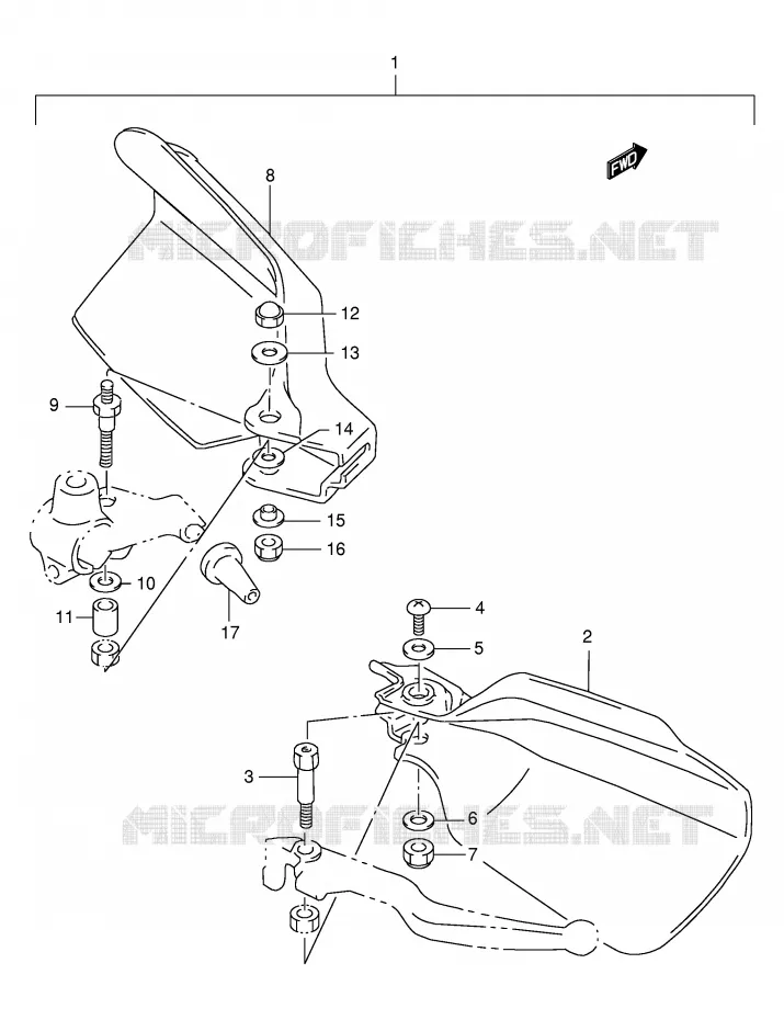 PROTEGES MAINS (OPTION)(MODELE R/S/T/V/W) Suzuki MOTO 125 DR 1998  DR125SEUW(E4)