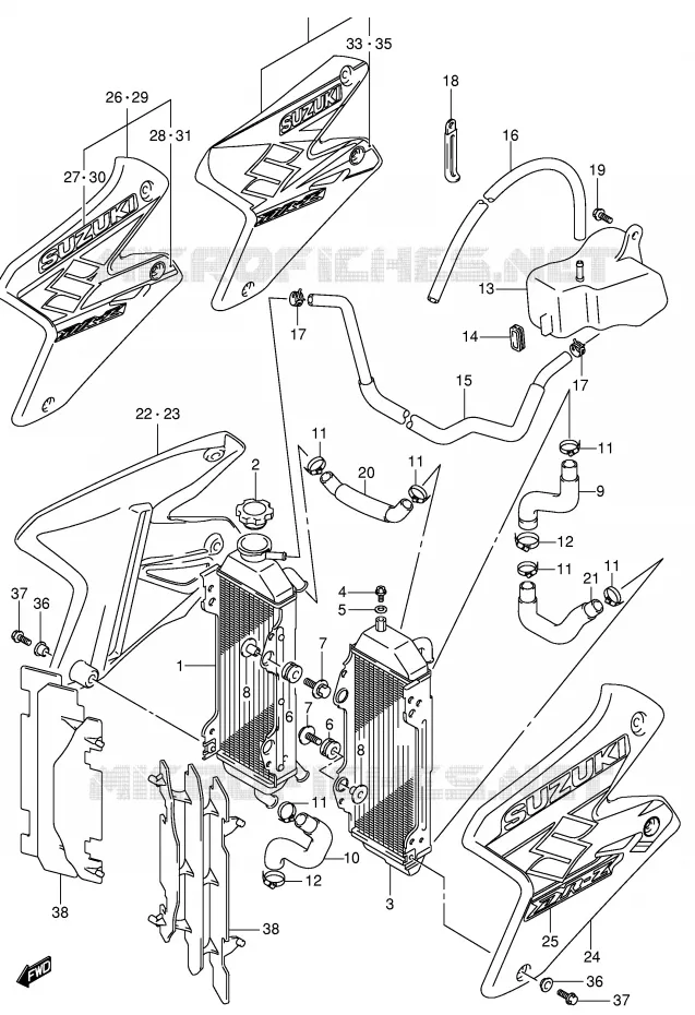 RADIATEUR (MODELE K2/K3/K4) Suzuki MOTO 400 DR-Z 2000  DR-Z400Y(E1)