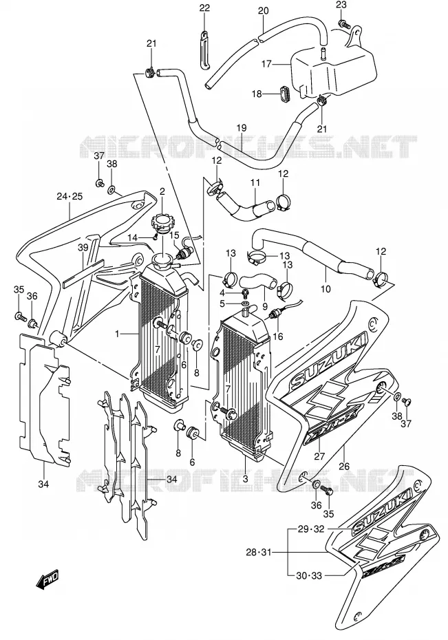RADIATEUR (MODELE K2/K3) Suzuki MOTO 400 DR-Z 2000  DR-Z400SY(E2)